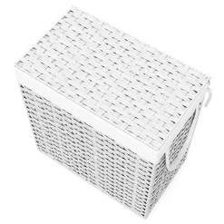 Wäschekorb Rattan mit Deckel 2 Fächer 110L weiss | GONSER.CH