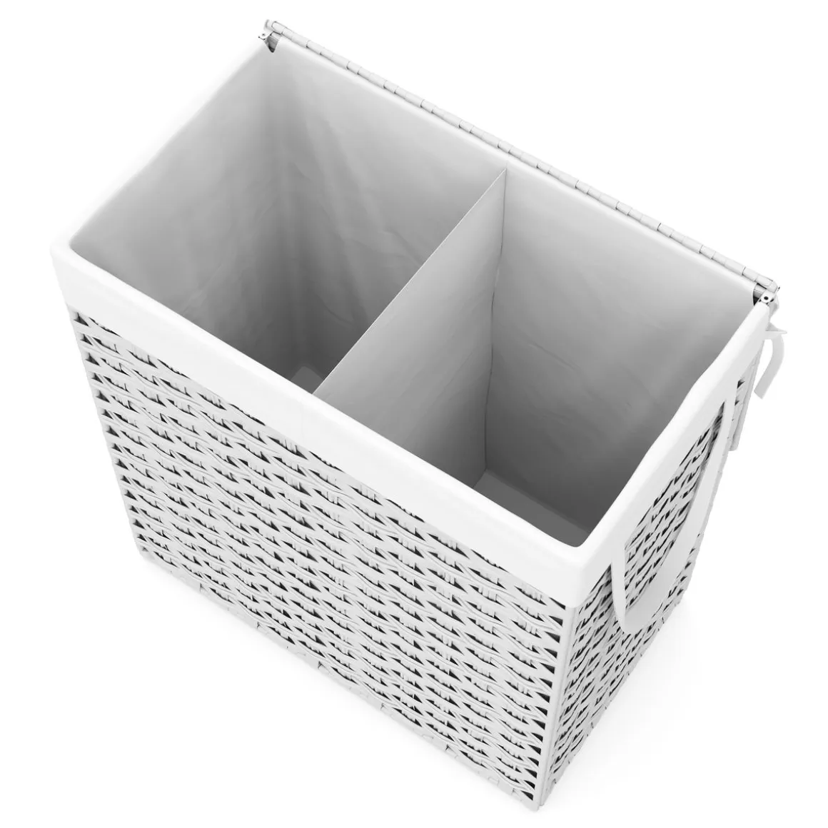 Wäschekorb Rattan mit Deckel 2 Fächer 110L weiss | GONSER.CH
