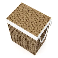 Wäschekorb Rattan mit Deckel 1 Fach 91L braun