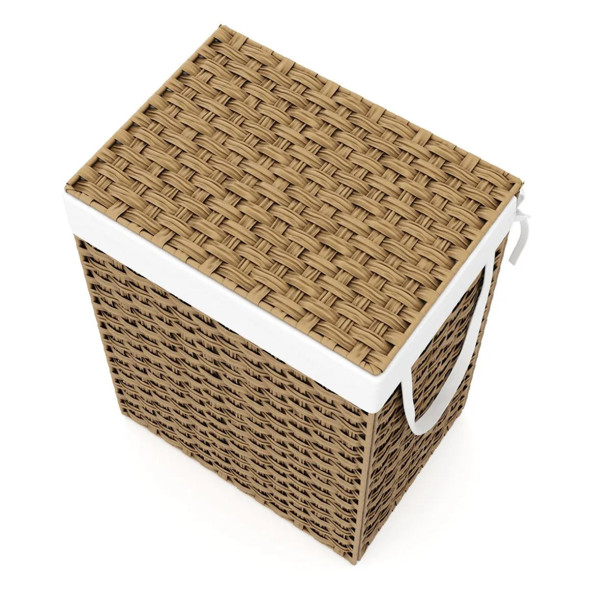 Wäschekorb Rattan mit Deckel 1 Fach 91L braun