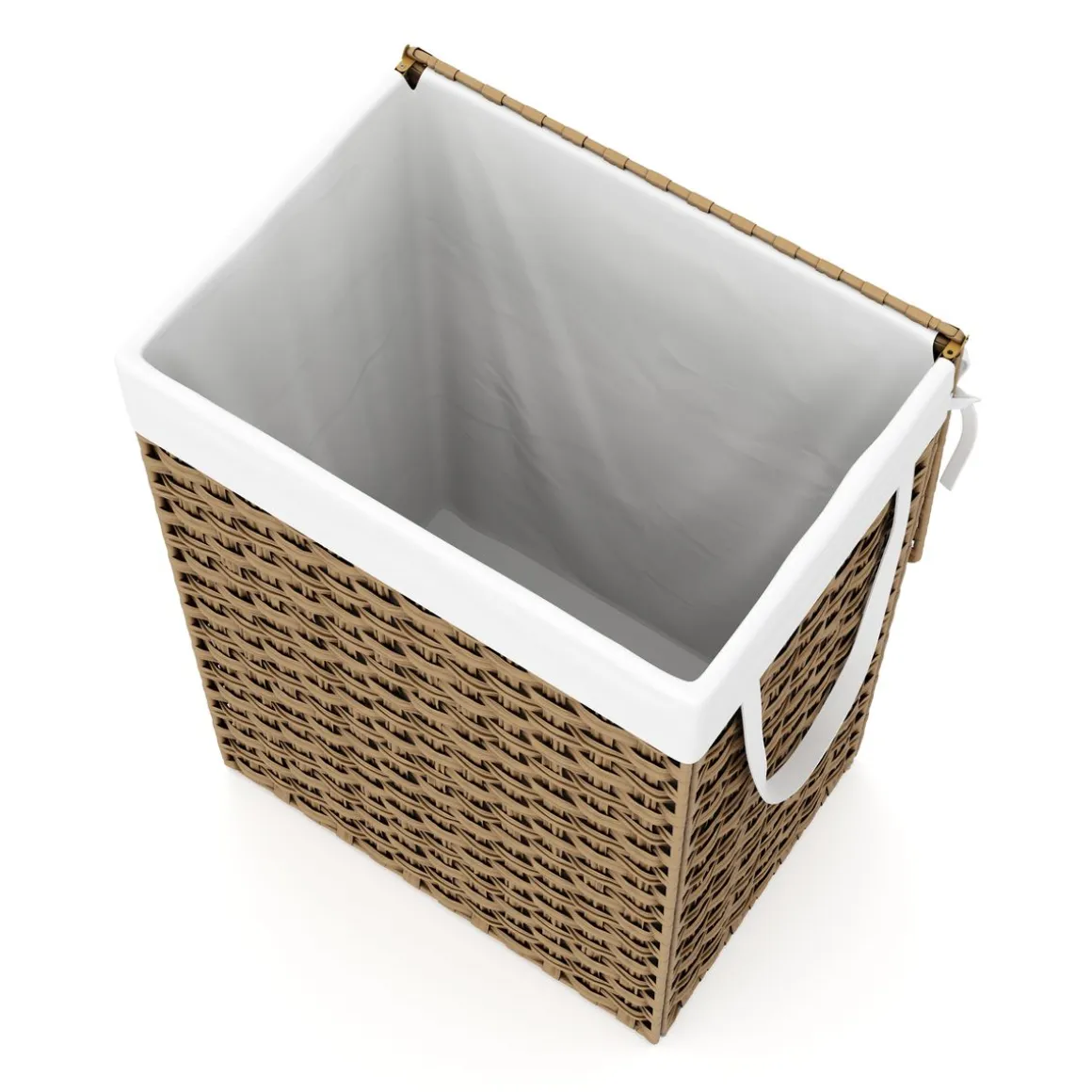 Wäschekorb Rattan mit Deckel 1 Fach 91L braun