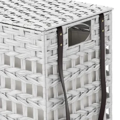 Wäschekorb Rattan mit Deckel 3 Fächer 140L weiss | GONSER.CH