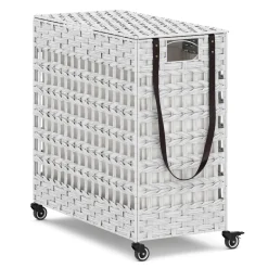 Wäschekorb Rattan mit Deckel 3 Fächer 140L weiss | GONSER.CH