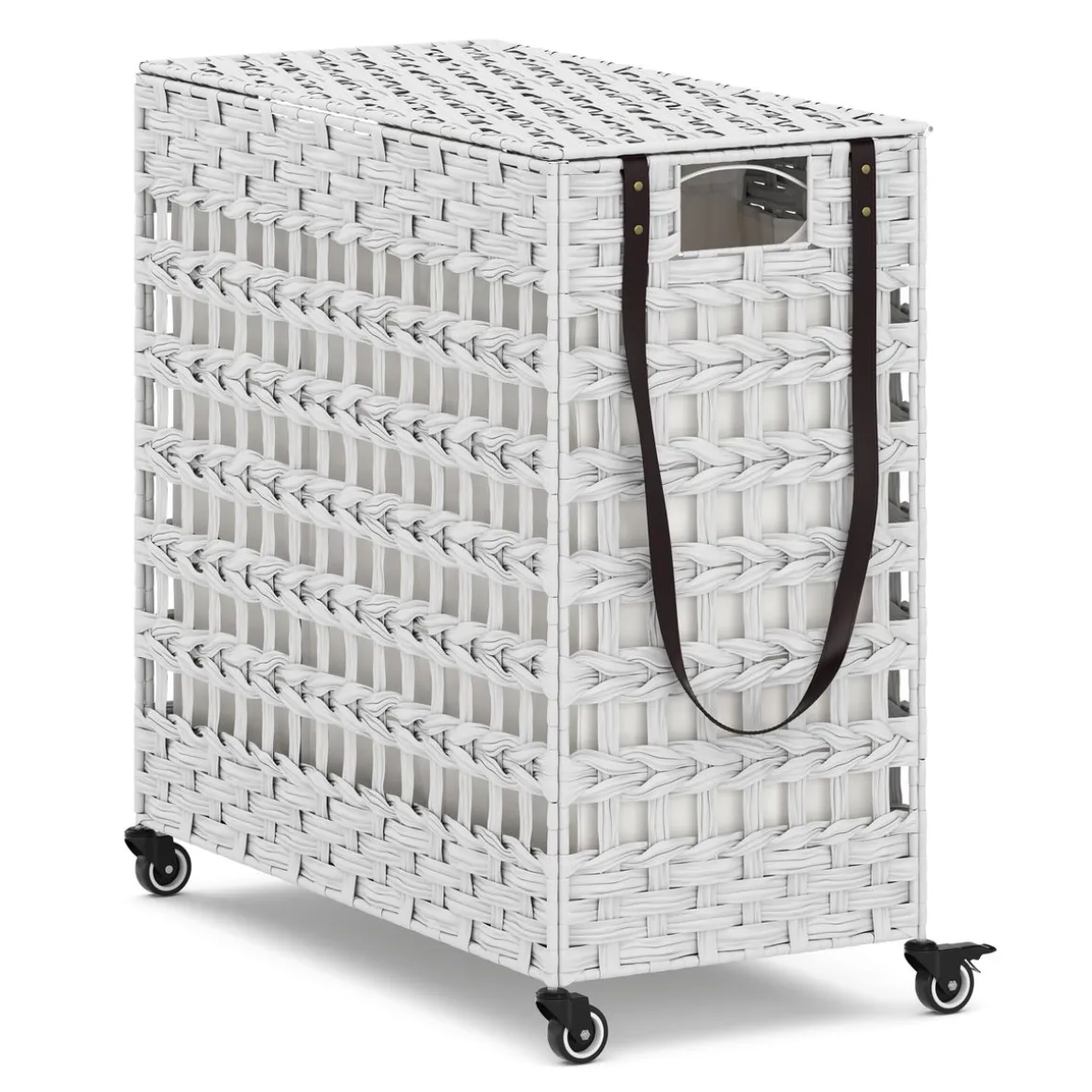 Wäschekorb Rattan mit Deckel 3 Fächer 140L weiss | GONSER.CH