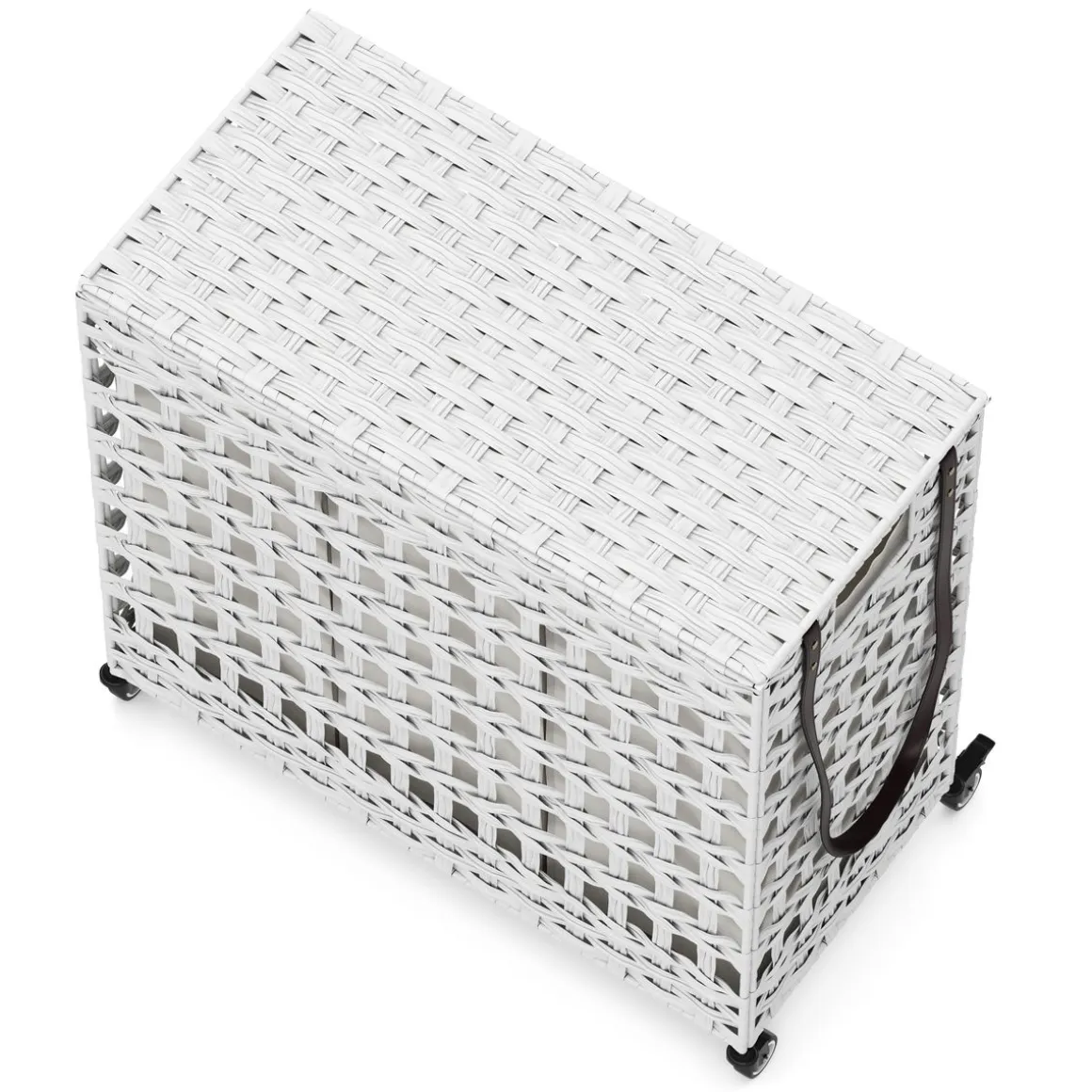 Wäschekorb Rattan mit Deckel 3 Fächer 140L weiss | GONSER.CH