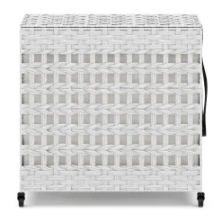 Wäschekorb Rattan mit Deckel 3 Fächer 140L weiss | GONSER.CH