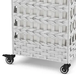 Wäschekorb Rattan mit Deckel 3 Fächer 140L weiss | GONSER.CH