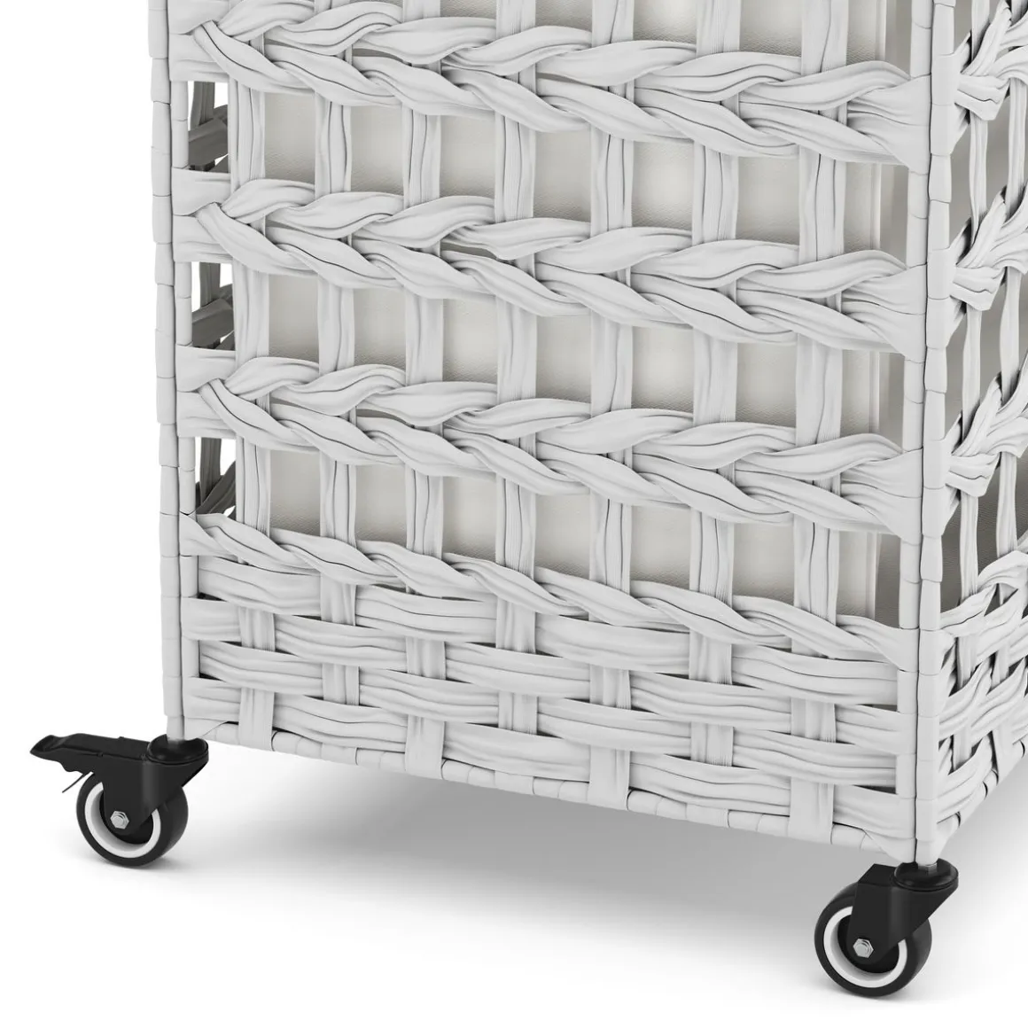 Wäschekorb Rattan mit Deckel 3 Fächer 140L weiss | GONSER.CH