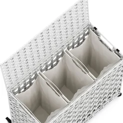 Wäschekorb Rattan mit Deckel 3 Fächer 140L weiss | GONSER.CH