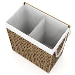Wäschekorb Rattan mit Deckel 2 Fächer 110L braun | GONSER.CH