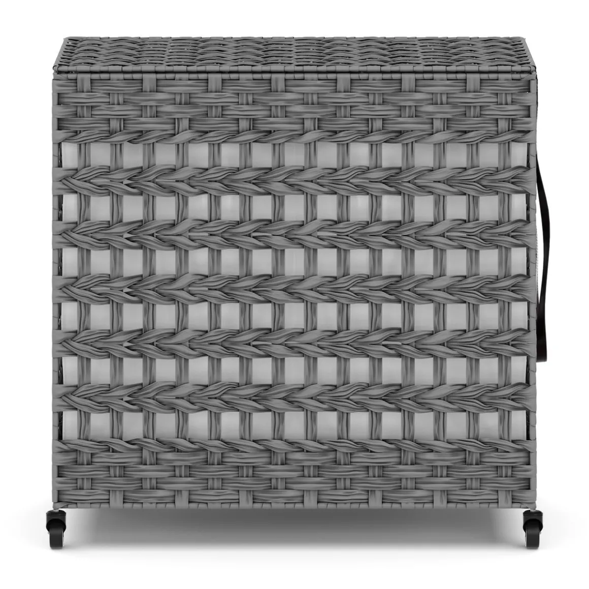 Wäschekorb Rattan mit Deckel 3 Fächer 140L grau