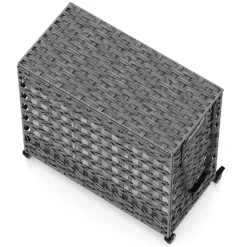 Wäschekorb Rattan mit Deckel 3 Fächer 140L grau