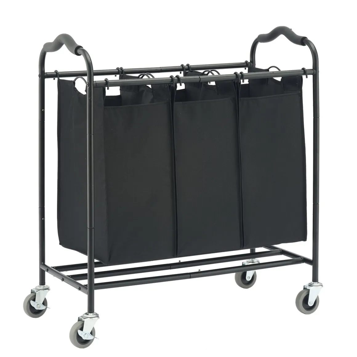 Wäschesammler 3 Fächer 138L schwarz | GONSER.CH