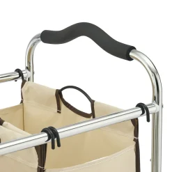 Wäschesammler 3 Fächer 138L silber/beige