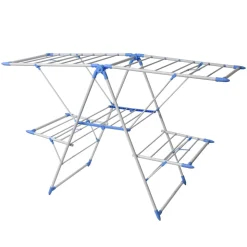Wäscheständer 3 Etagen klappbar weiss/blau