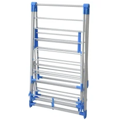 Wäscheständer 3 Etagen klappbar weiss/blau