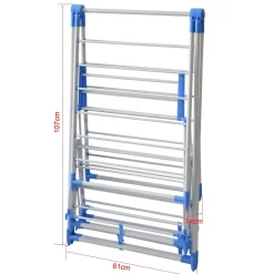 Wäscheständer 3 Etagen klappbar weiss/blau