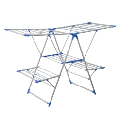 Wäscheständer 3 Etagen klappbar weiss/blau