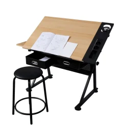 Zeichentisch mit Hocker 98 x 60 x 110 m braun/schwarz