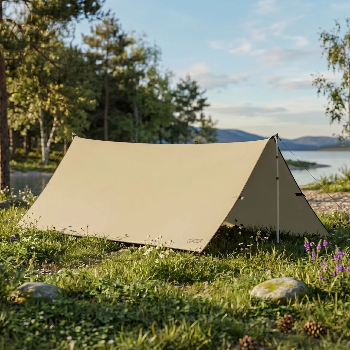 Zeltplane Tarp 300 x 400 cm wasserdicht beige