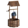 Zierbrunnen Holz mit Eimer und Kurbel 55 x 115 cm natur