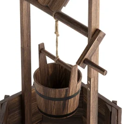 Zierbrunnen Holz mit Eimer und Kurbel 55 x 115 cm natur