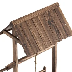 Zierbrunnen Holz mit Eimer und Kurbel 55 x 115 cm natur